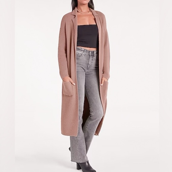 Express Cozy Notch Collar Duster Cardigan - Picture 1 of 8